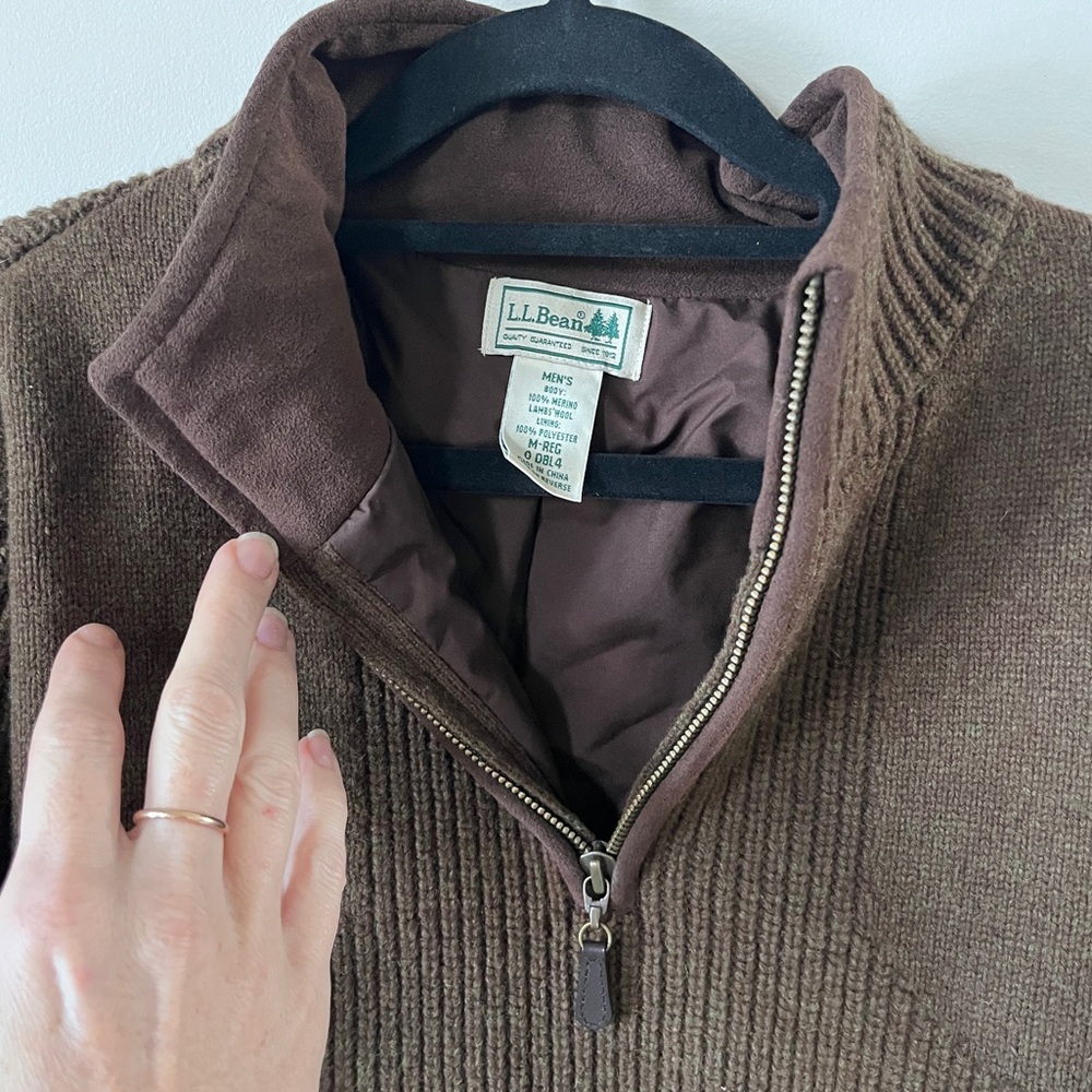 Vintage 90s L.L. Bean half-zip merino wool waterfowl sweater - Picture 5 of 5